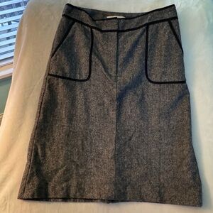 LOFT Gray A-Line Skirt with Black Trim
